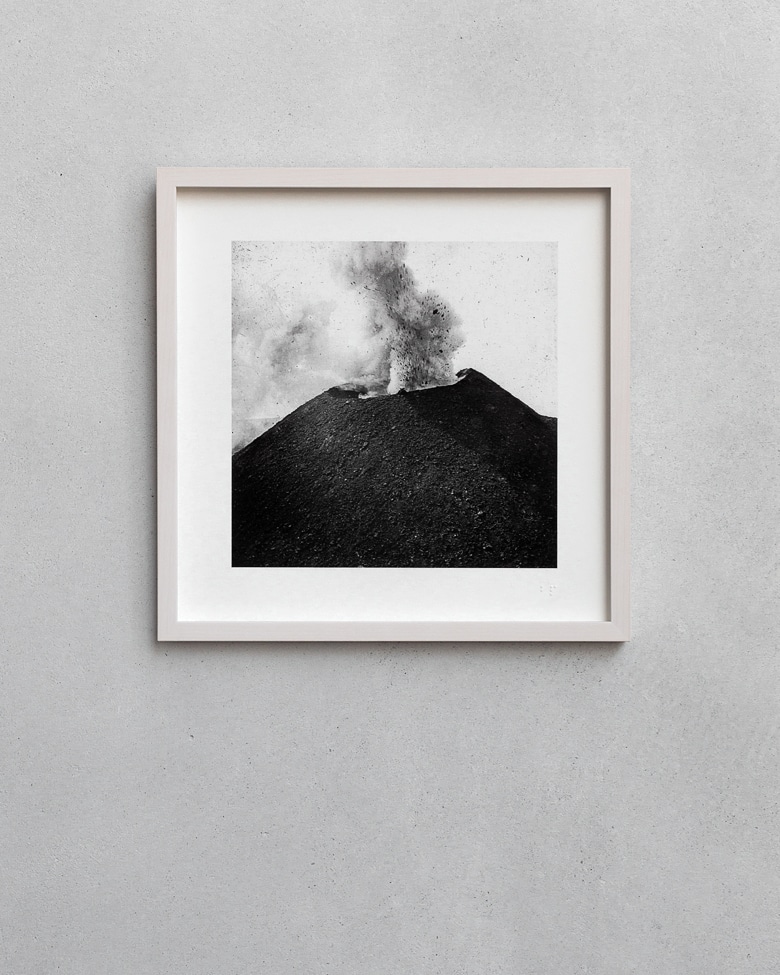 blackprint edition - karo edition Nr.005, antique photography on glass of the Mount Vesuvius, Italy 1880 framed