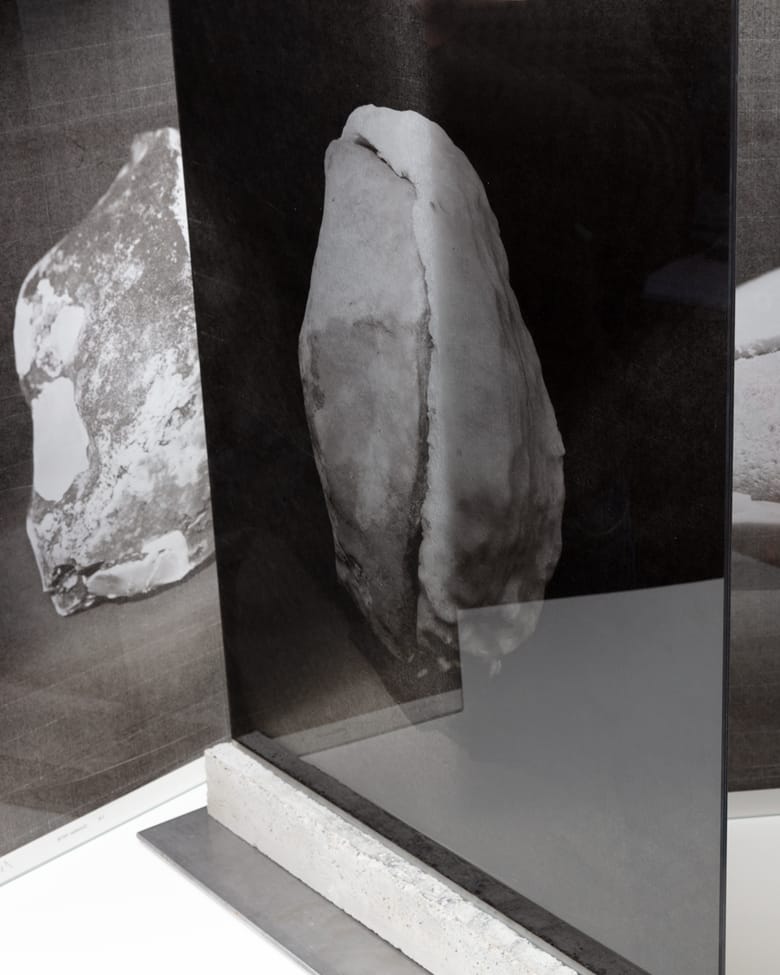 blackprint edition - Diego Brambilla photographer artist - detail artwork with concrete, steel, handmade Bhutan paper and laminated glass