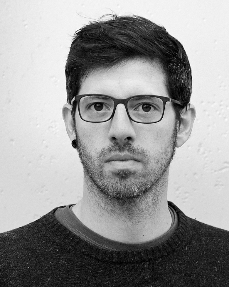 blackprint edition, black and white portrait of the artist photographer Diego Brambilla