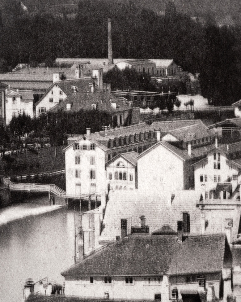 blackprint_edition_karo02-013C blackprint edition - karo edition Nr.013, antique stereoview photography on glass of Zurich (view from the Grossmünster to the Limmat River and the first train station in Zürich) in 1862. Photographer: Ferrier Soulier