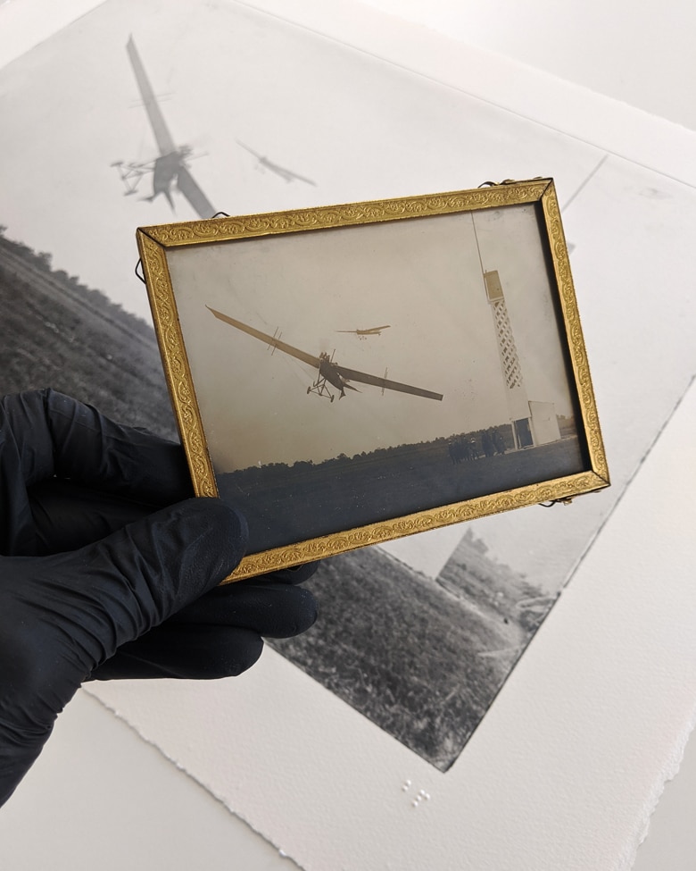 blackprint edition - antique photography plate airplane ca.1909, meeting, Limited edition numbered.